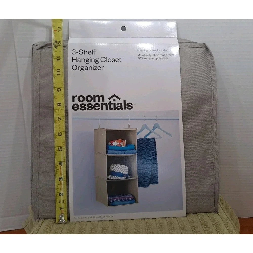 New Room Essentials 3-Shelf Hanging‎ Closet Organizer Collapsible Shelves Gray